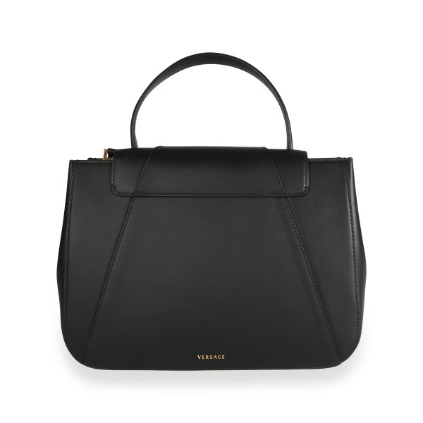 109760 pv Versace Black Leather Virtus Top Handle Bag