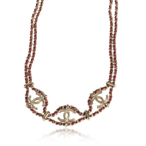 109883 fv Chanel B18 C Burgundy Woven Wrap Necklace