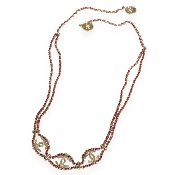 109883 pv Chanel B18 C Burgundy Woven Wrap Necklace