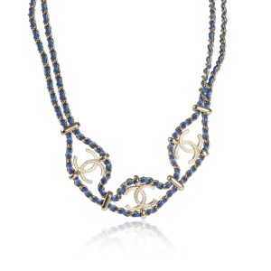 109885 fv Chanel Cruise 2018 Blue Woven Wrap Necklace