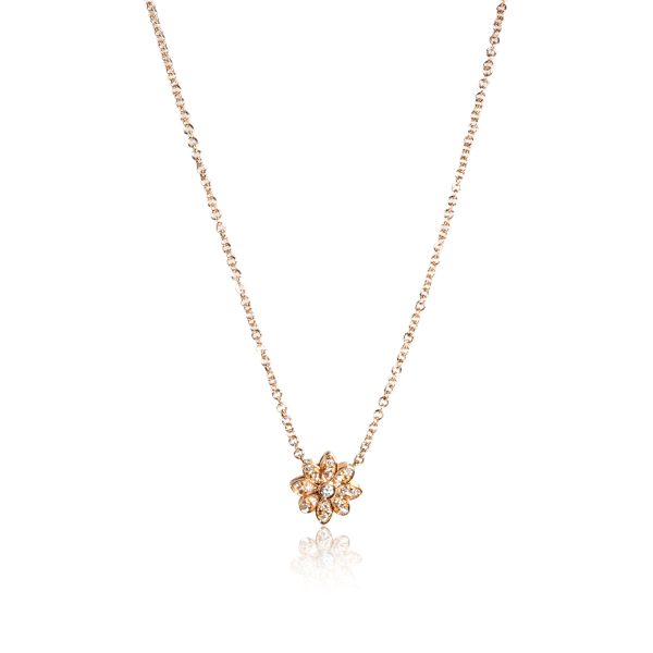 109950 fv Tiffany Co Enchant Flower Necklace with Diamonds in 18K Rose Gold 010 CTW