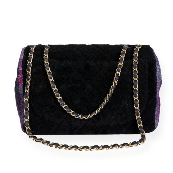 110003 pv 47d624fc 4534 4d95 a00d b44e0853d60d Chanel Navy Shearling Purple Tweed Jumbo Single Flap Bag