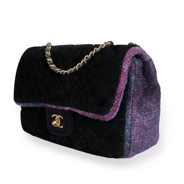 110003 sv cfb51688 ea7b 4870 971f 33b28431f3bf Chanel Navy Shearling Purple Tweed Jumbo Single Flap Bag