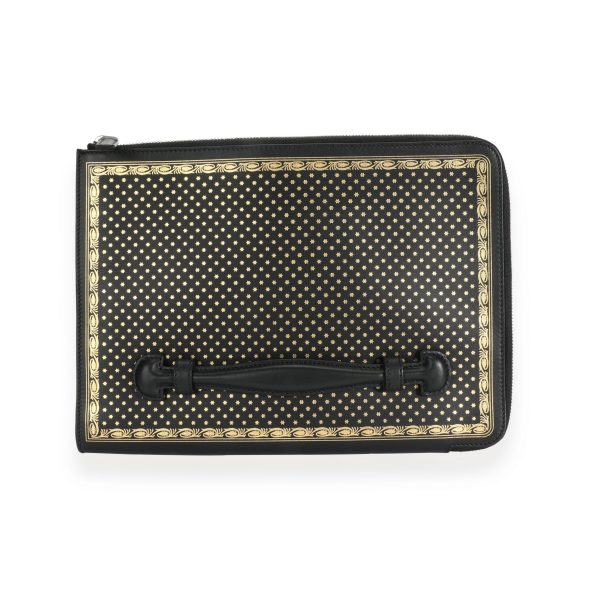 110042 pv 2da3cf17 d9f4 430c a226 6cc1bd046320 Gucci Black Gold Magnetismo Print Leather Pouch