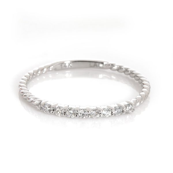 110068 fv Braided Diamond Wedding Band in 14KT White Gold 012 ctw