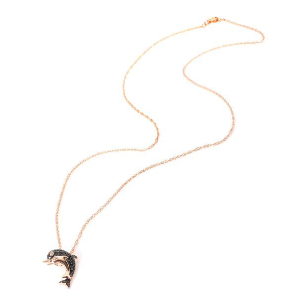 110085 pv fc849223 2f7a 4e38 83cf e7382f789746 Black Diamond Dolphin Pendant in 14K Rose Gold 020 CTW