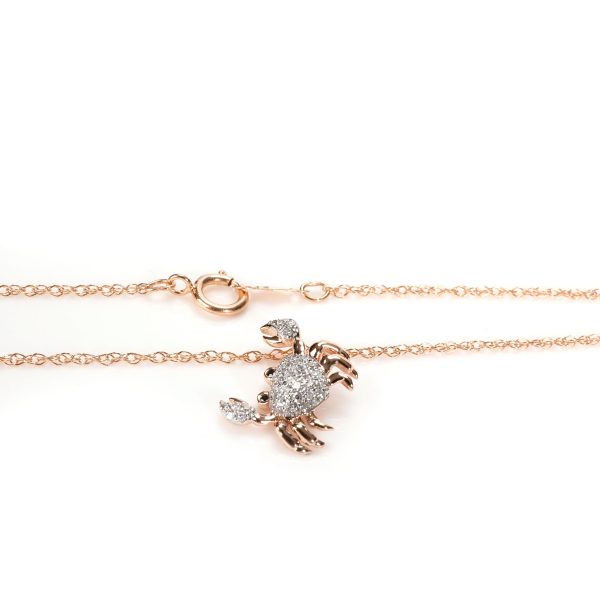 110088 clasp Diamond Crab Pendant Necklace in 14K Rose Gold 015ctw