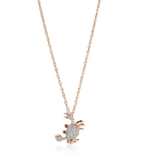 110088 fv Diamond Crab Pendant Necklace in 14K Rose Gold 015ctw