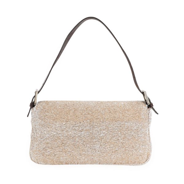 110114 pv Fendi Beige Beaded Baguette Bag