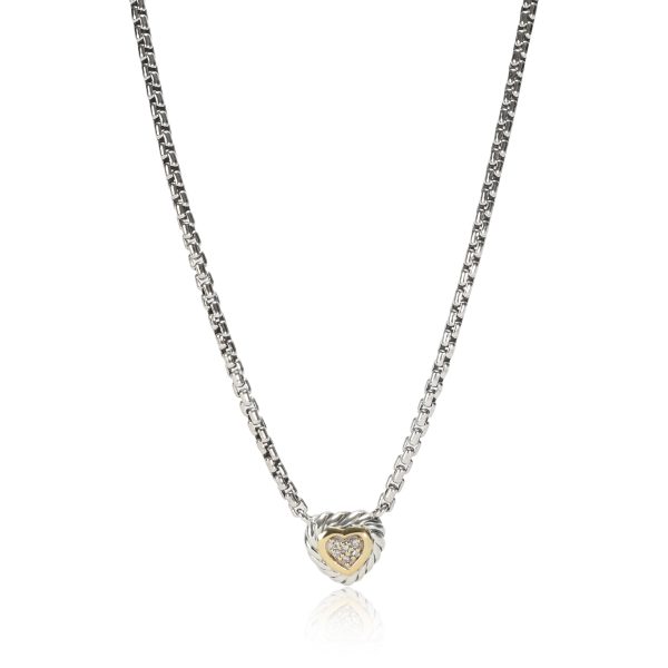 110151 fv ce5cc0a0 fbdb 402e 9461 283e5fa21477 David Yurman Cookie Heart Diamond Necklace in 18K GoldSterling Silver 005 CTW