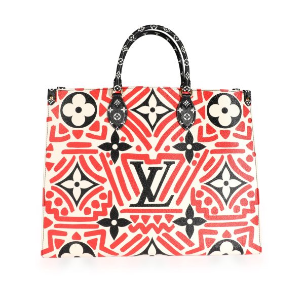 110195 pv Louis Vuitton Cream Red Monogram Giant LV Crafty Onthego GM