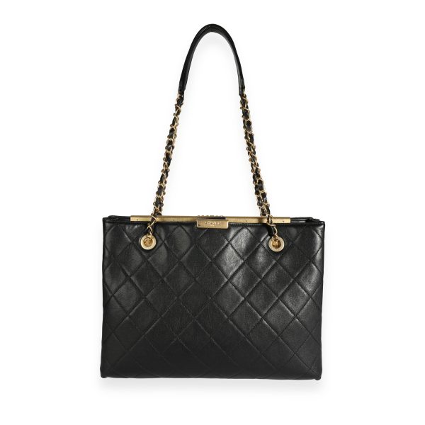 110197 pv Chanel Black Quilted Lambskin Large Shopping Bag