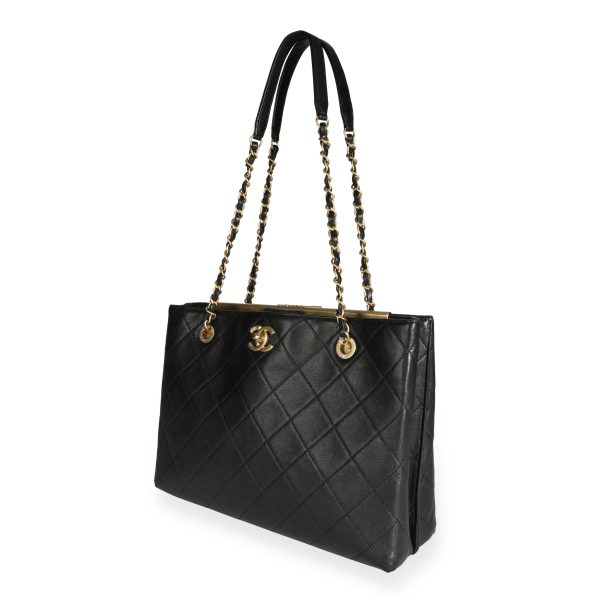 110197 sv Chanel Black Quilted Lambskin Large Shopping Bag