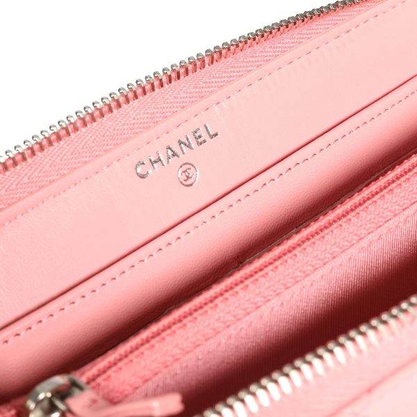 110209 ad2 Chanel Pink Lambskin Quilted L Gusset Zip Around Wallet