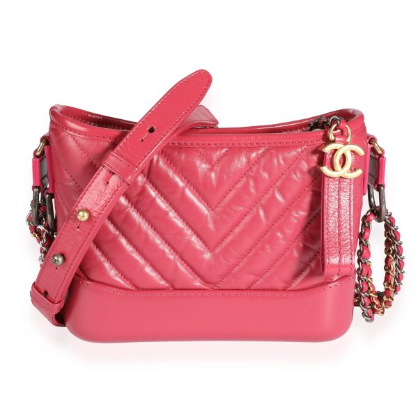 110225 fv 1dd25caf e116 49b6 b51a bb72b99412b7 Chanel Pink Chevron Quilted Aged Calfskin Small Gabrielle Hobo