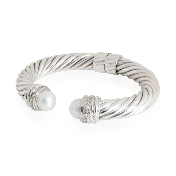 110237 sv 4940fe17 860d 4c64 8516 7f9e30d753a9 David Yurman Cable Classics Pearl Diamond Bangle in Sterling Silver 025 CTW