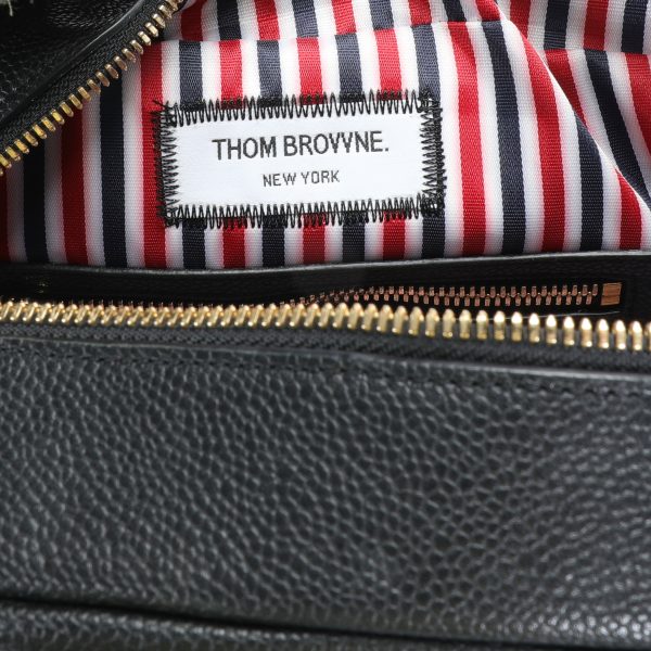 110253 ad2 Thom Browne Black Pebbled Leather Whale Bag