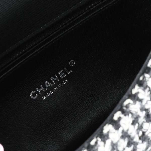 110336 ad1 Chanel Black White Jersey and Houndstooth Boucle Single Flap Bag