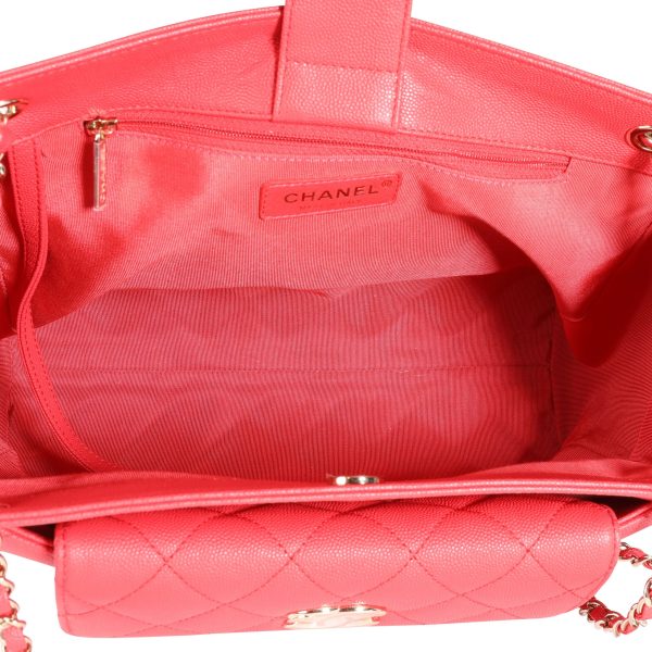 110515 av Chanel Strawberry Quilted Caviar Shopping Tote