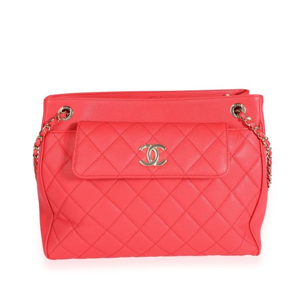 110515 fv Chanel Strawberry Quilted Caviar Shopping Tote