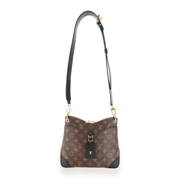 110671 bv Louis Vuitton Monogram Canvas Black Leather Odéon NM PM Bag