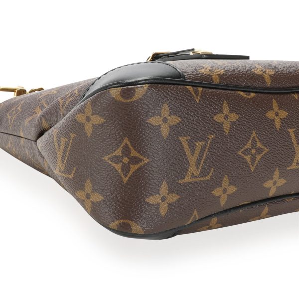 110671 clasp Louis Vuitton Monogram Canvas Black Leather Odéon NM PM Bag