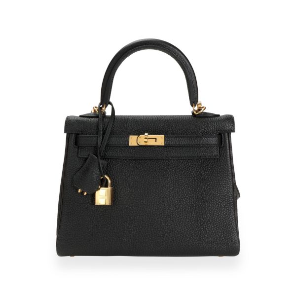 110737 fv Herm√®s Black Togo Retourne Kelly 25 GHW