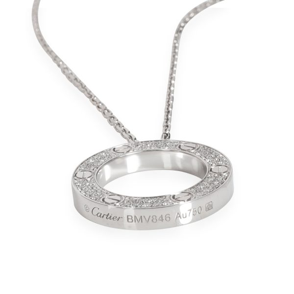 110806 stamp Cartier Love Diamond Pendant in 18K White Gold 034 CTW