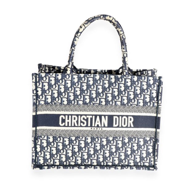 110959 fv Dior Blue Oblique Embroidery Small Book Tote