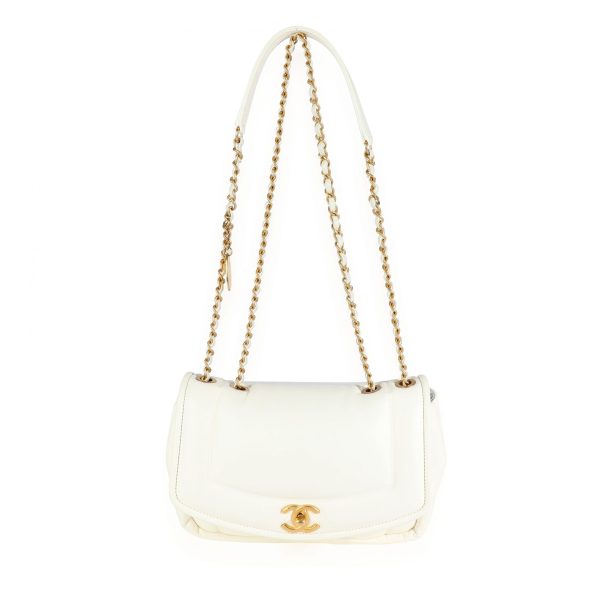 111019 bv Chanel White Lambskin Vintage Puffy Flap Bag