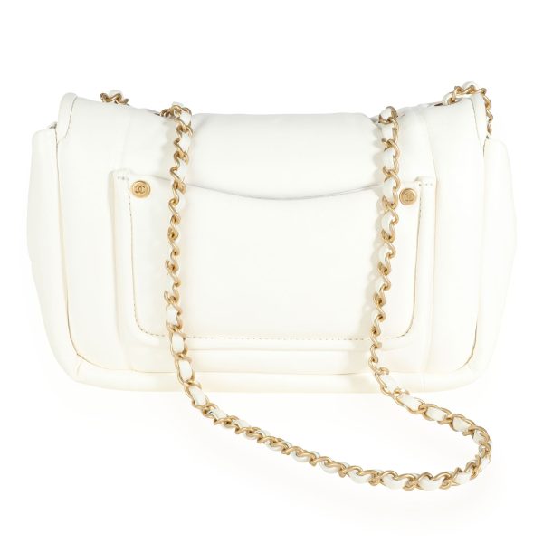 111019 pv Chanel White Lambskin Vintage Puffy Flap Bag