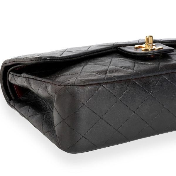 111044 box Chanel Vintage Black Quilted Lambskin Medium Classic Double Flap Bag