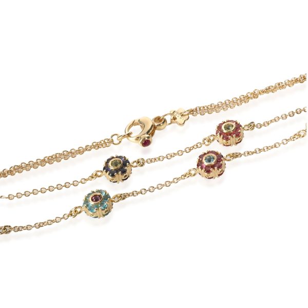 111098 clasp Pasquale Bruni Fiori Multi Colored Sapphire Necklace in 18K Yellow Gold