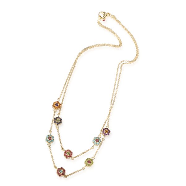 111098 pv Pasquale Bruni Fiori Multi Colored Sapphire Necklace in 18K Yellow Gold