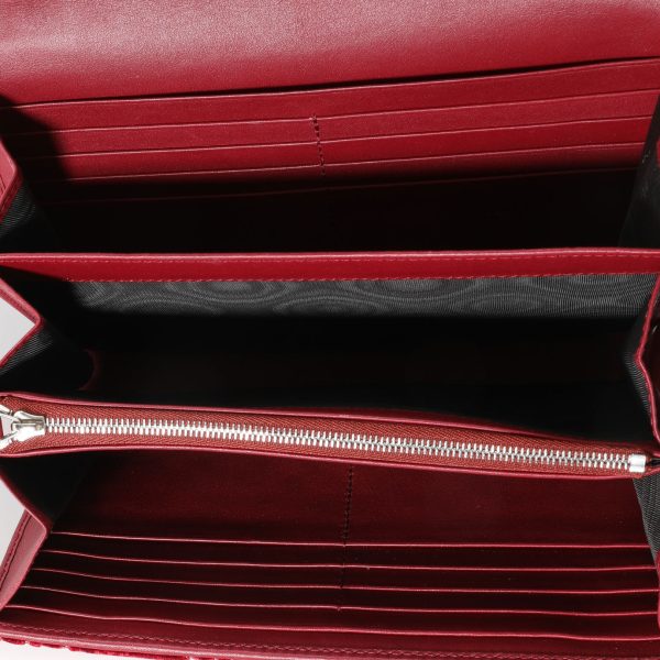 111149 av Gucci Red Cipria GG Monogram Velvet Dionysus Mini Chain Wallet