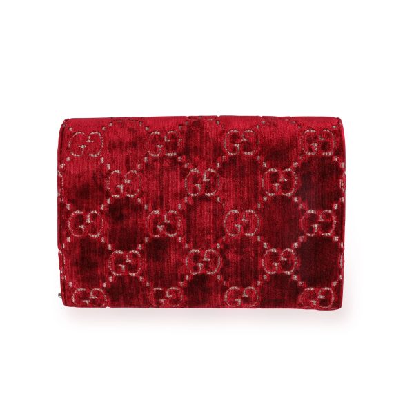 111149 pv Gucci Red Cipria GG Monogram Velvet Dionysus Mini Chain Wallet