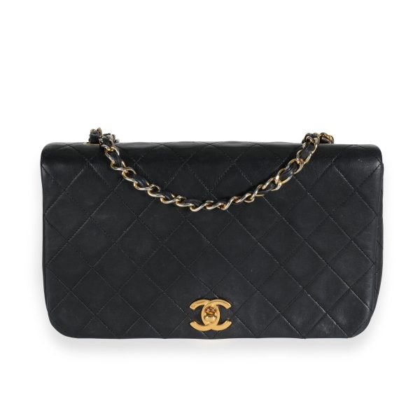 111152 fv Chanel Vintage Black Quilted Lambskin Single Flap Bag