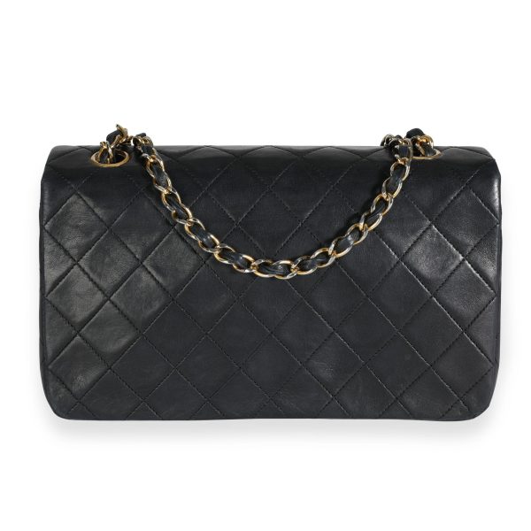 111152 pv Chanel Vintage Black Quilted Lambskin Single Flap Bag