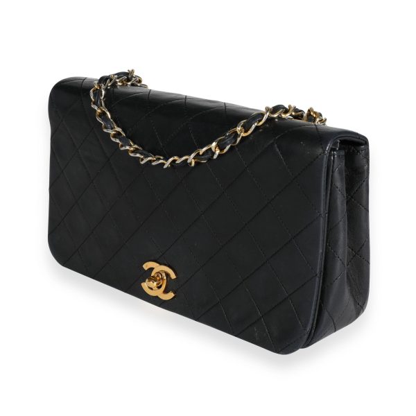 111152 sv Chanel Vintage Black Quilted Lambskin Single Flap Bag