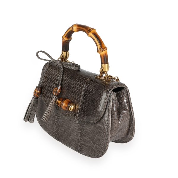 111155 sv Gucci Gray Bamboo Night Python Mini Bag