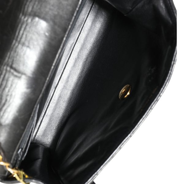 111182 av Chanel Vintage Black Quilted Lambskin Crossbody Flap Bag