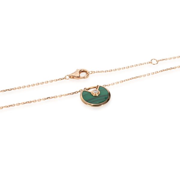 111205 clasp Cartier Amulette de Cartier Malachite Diamond Pendant in 18K Pink Gold 002 CTW