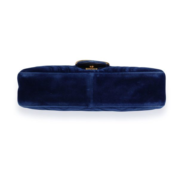 111229 stamp Gucci Royal Blue Matelass√© Velvet GG Marmont Medium Shoulder Bag