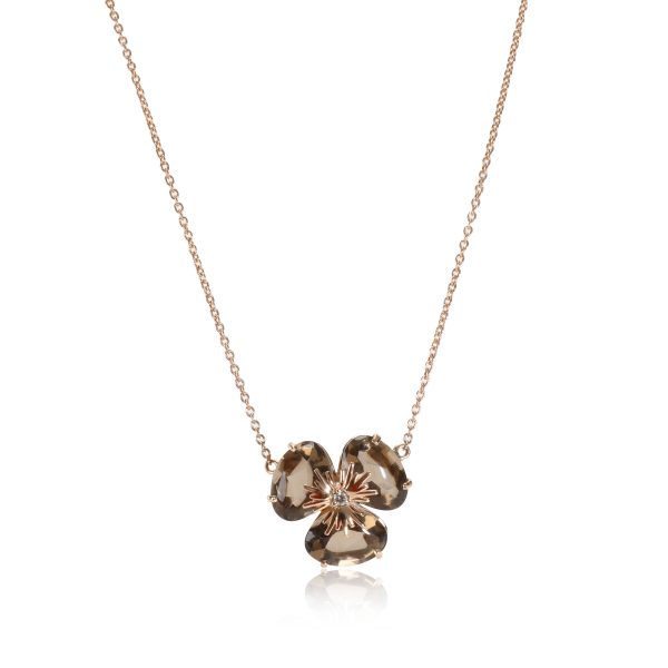 111234 fv e3e521c8 6a24 4332 93fb 51c276e752e0 Smokey Quartz Diamond Flower Necklace in 18K Rose Gold 002 CTW