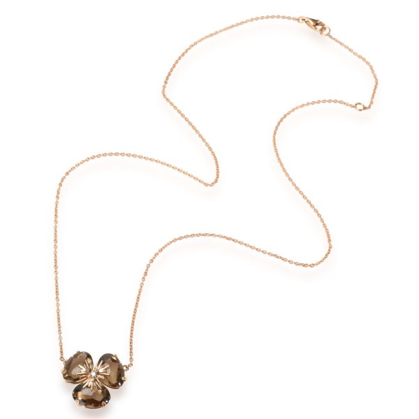 111234 pv 3a0c86b2 1b75 4fe9 9e19 e1c8ae752ca7 Smokey Quartz Diamond Flower Necklace in 18K Rose Gold 002 CTW