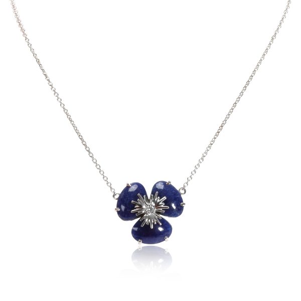 111235 fv Navy Blue Quartz Diamond Fashion Necklace in 18K White Gold 002 CTW