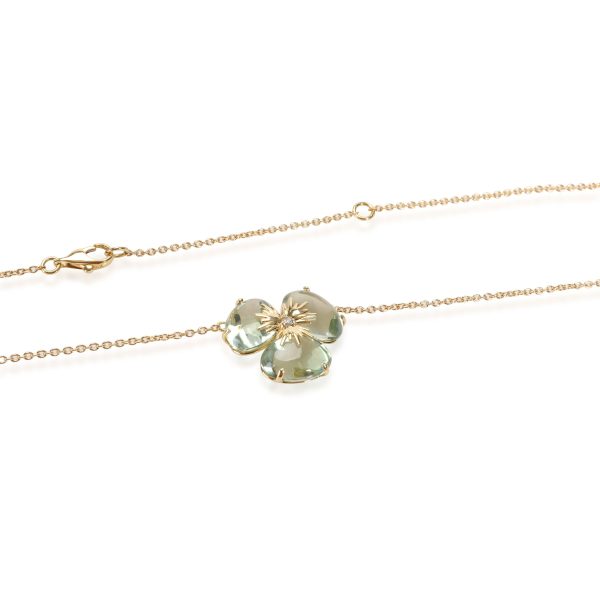 111236 clasp Vianna Brasil Prasiolite Diamond Flower Necklace in 18K Yellow Gold