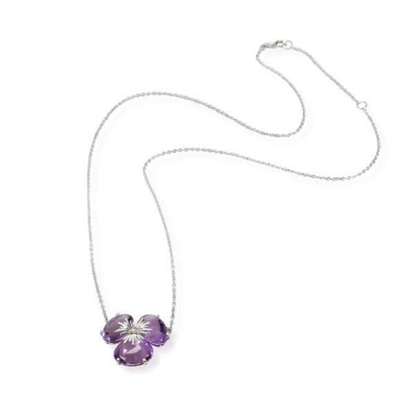 111238 pv 2f0a0052 23af 46b4 8449 7a27b535279a Amethyst Diamond Flower Necklace in 18K White Gold 002 CTW