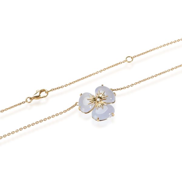 111239 clasp 0420712e 14c4 41e5 9afc 9218df4b4aa1 Vianna Brasil Chalcedony Diamond Flower Necklace in 18K Yellow Gold