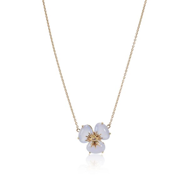 111239 fv 36d3862c 8bb6 4cdd bab0 85796447b194 Vianna Brasil Chalcedony Diamond Flower Necklace in 18K Yellow Gold